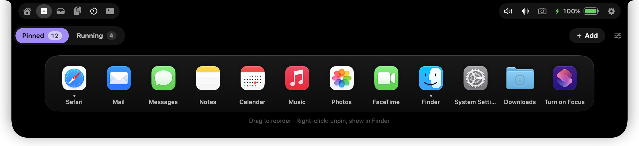 Apps: pinned apps, the Downloads folder and a Shortcut