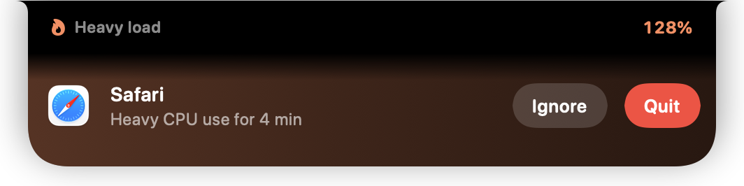 Safari has used heavy CPU for 4 minutes