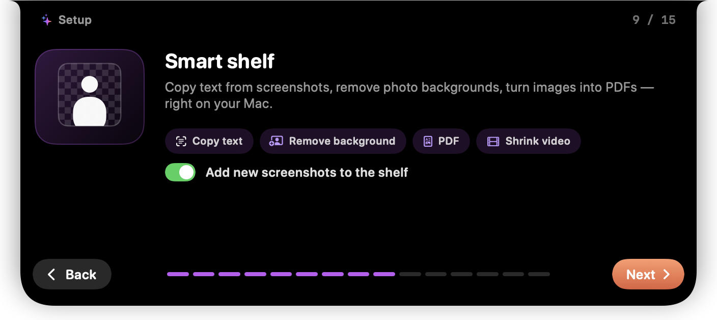 Setup step 9: smart shelf
