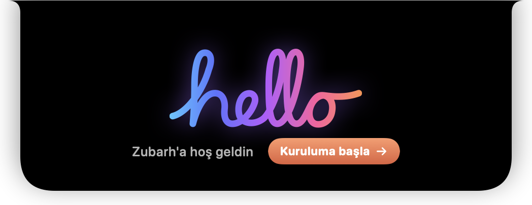 Çentikte el yazısıyla hello ve Kuruluma başla düğmesi