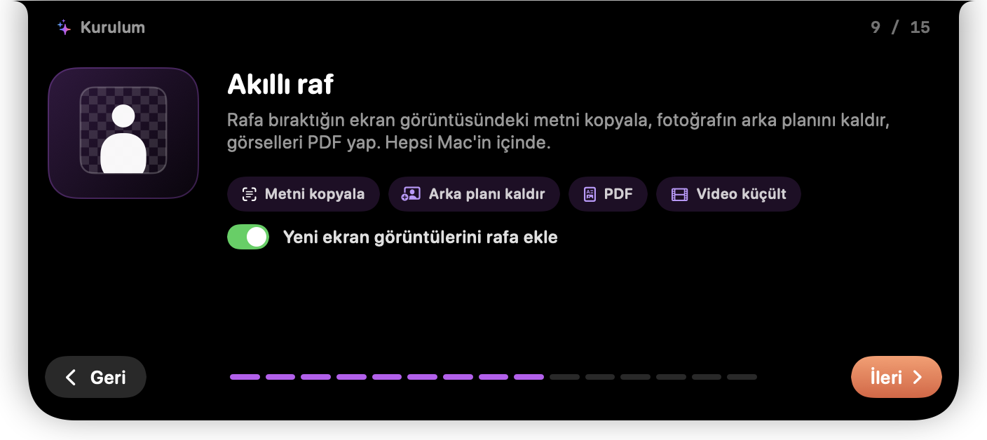 Kurulum adımı 9: akıllı raf